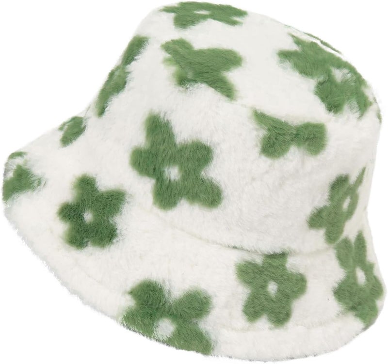 Yonchic Store Winter Soft Faux Fur Plush Bucket Hat, Lovely Fisherman Cap, Fashion Outdoor Thick Warm Sun Cap for Women - Image 1